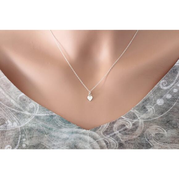 Tiny Sterling Silver Heart Necklace - Picture 3 of 3